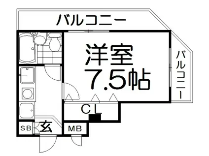 ベルハイム(1K/4階)の間取り写真