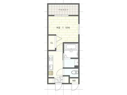 LUXE姫路(1K/2階)の間取り写真