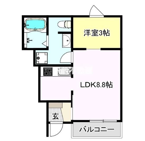 メゾングレイス上津(1LDK/1階)の間取り写真