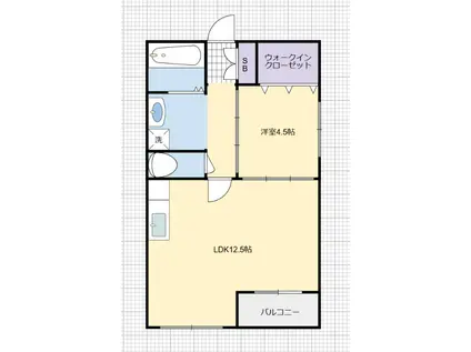 吉本ビル(1LDK/6階)の間取り写真