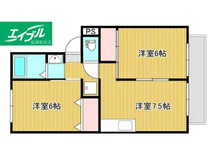 ソレイユ新田(2DK/1階)の間取り写真
