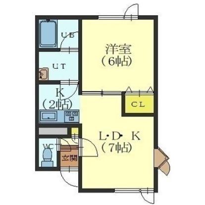 ローズマリエ(1DK/1階)の間取り写真