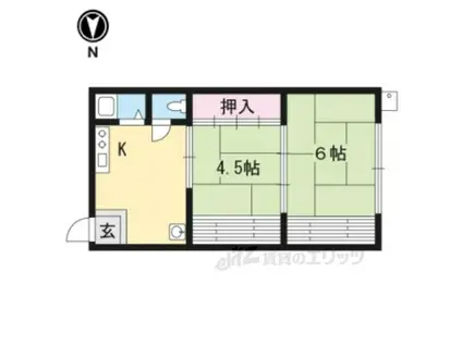 第一柊谷ハイツ(2K/1階)の間取り写真