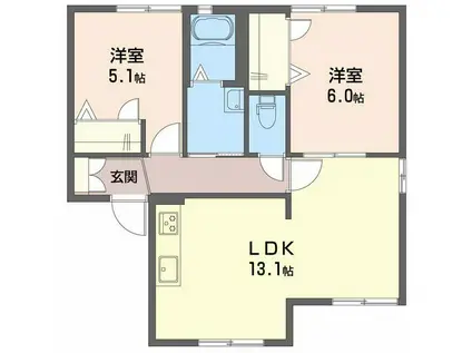 プレミール(2LDK/1階)の間取り写真