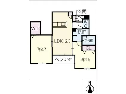 シャーメゾン岐阜ウエスト(2LDK/2階)の間取り写真