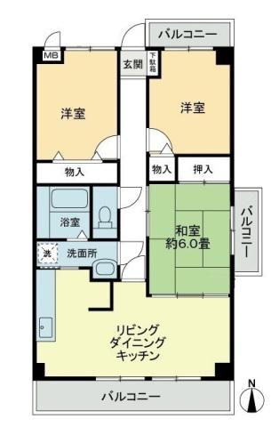 オプスBANZO(3LDK/5階)の間取り写真