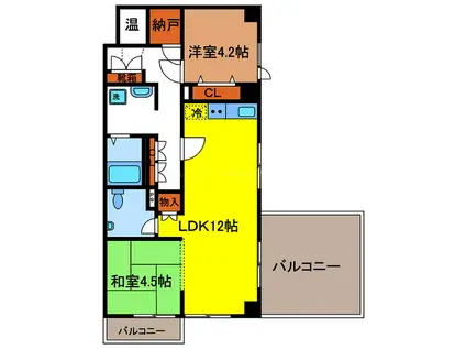 ステイツコア田町(2LDK/7階)の間取り写真