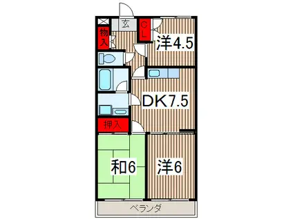 ルネッサンスⅢ(3DK/2階)の間取り写真