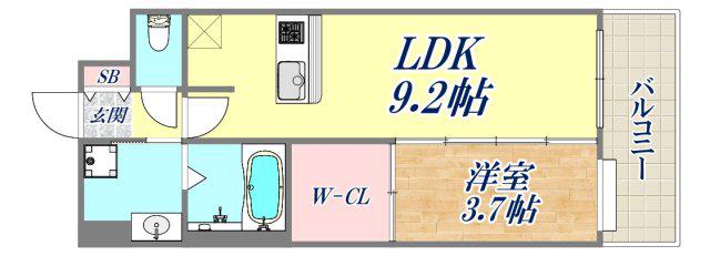 ES-GRANDE大阪CITY AVENUS(1LDK/6階)の間取り写真