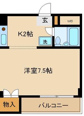 ジュネス船場(1K/4階)の間取り写真