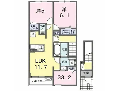 ルーク II(2LDK/2階)の間取り写真