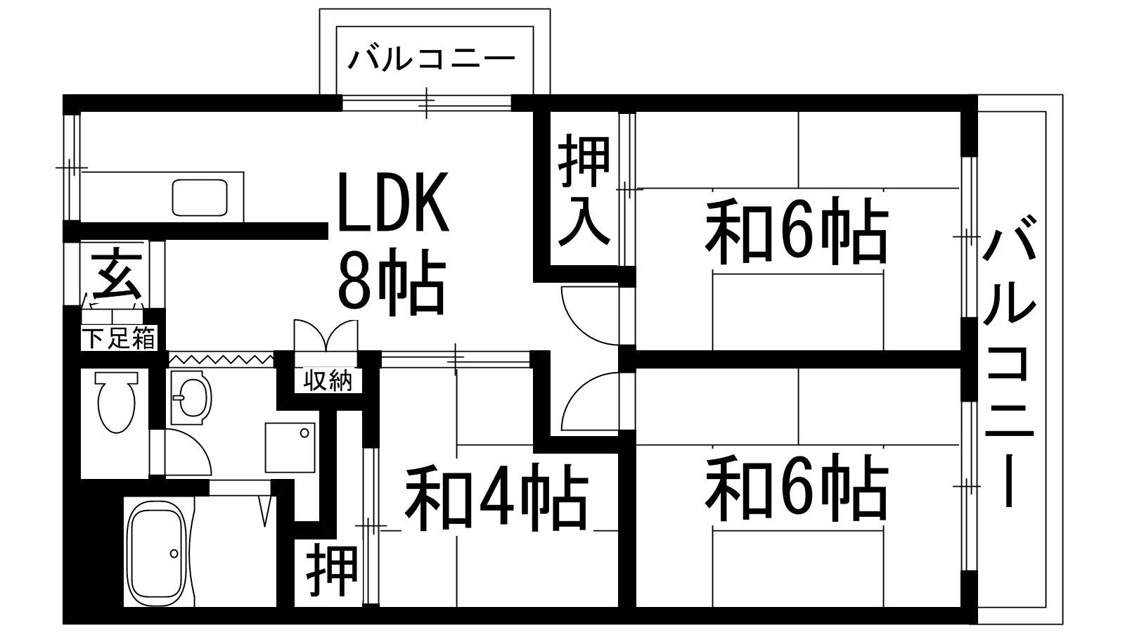 エリエールハイツ川西(3LDK/3階)の間取り写真