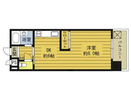 シャトレージュ大在(1DK/8階)の間取り写真