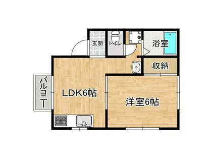 コーポ潮(1DK/3階)の間取り写真