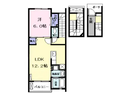モデッサ ゴサイビ(1LDK/3階)の間取り写真