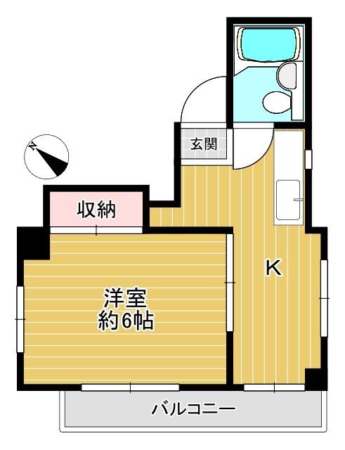メゾン福原(1DK/4階)の間取り写真