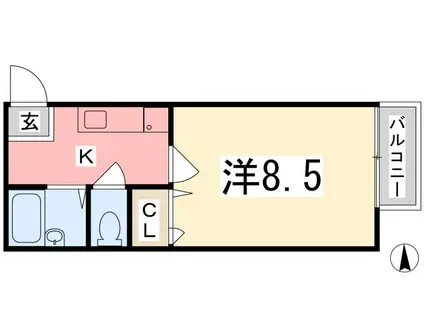 エトランス太子(1K/2階)の間取り写真