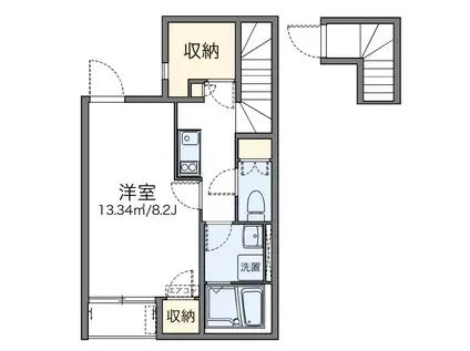 レインボーヒルズ(1K/2階)の間取り写真