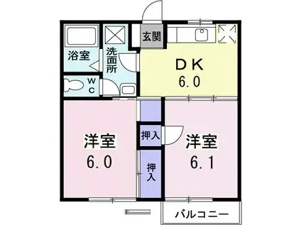 ウィナーズ・パレス(2DK/2階)の間取り写真