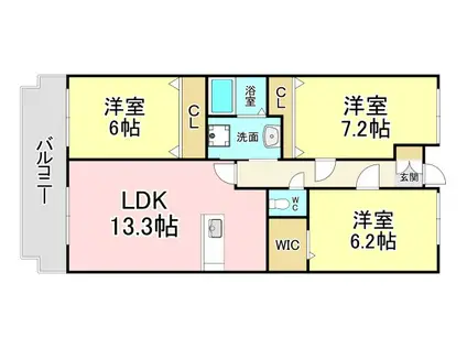 プリンシプル(3LDK/2階)の間取り写真