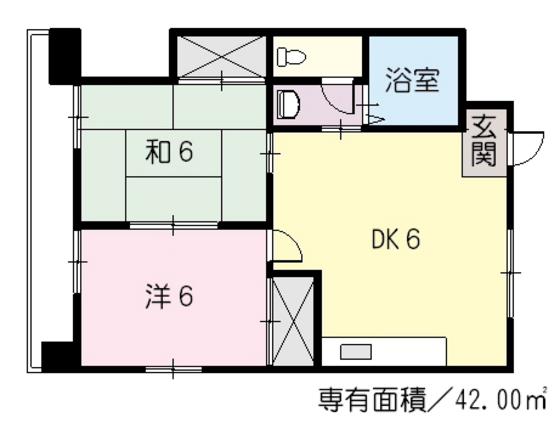 コーポピスガ(2DK/2階)の間取り写真