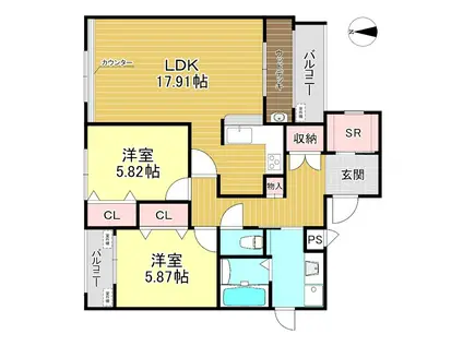 BELLISSIMO継孝院(2LDK/3階)の間取り写真