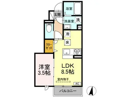 メゾン郡来(1LDK/1階)の間取り写真