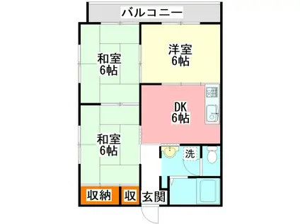 アンリシール(3DK/2階)の間取り写真