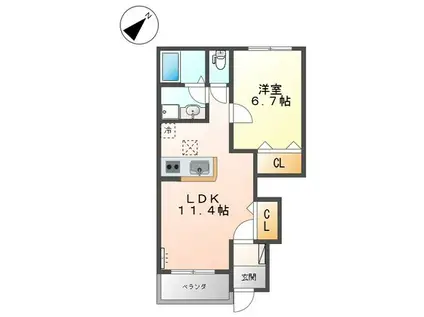 グランノワール(1LDK/1階)の間取り写真