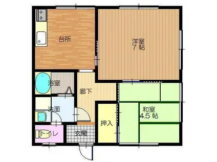 オーヴェストヴィラッジョII(2K/2階)の間取り写真