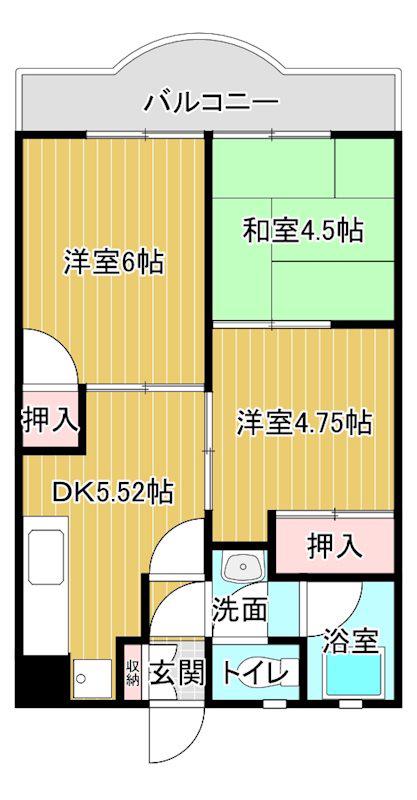 二宮第二ビル(3DK/1階)の間取り写真