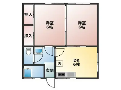 毘舎丸ハイツ(2DK/1階)の間取り写真