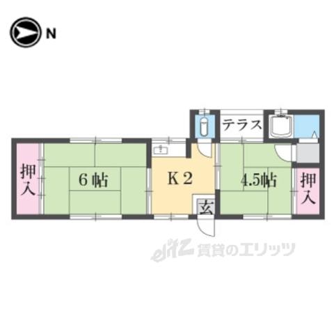 茶屋ノ前荘(2K/1階)の間取り写真