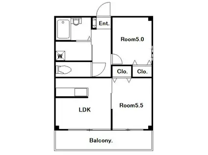 大野ビル(2LDK/2階)の間取り写真