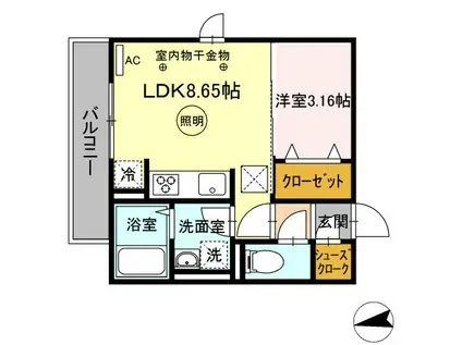 プレミエール 御井(1LDK/1階)の間取り写真