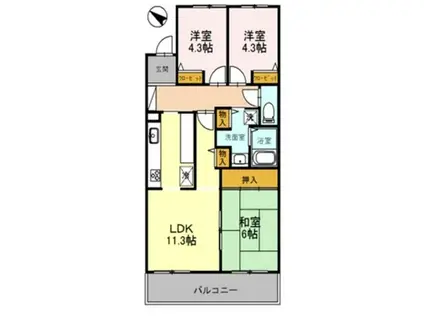 コーポレート東浦和2(3LDK/4階)の間取り写真