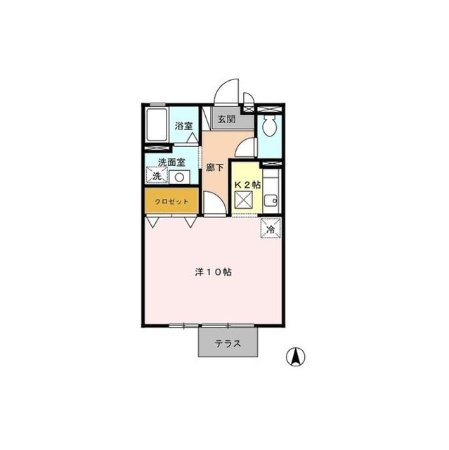 D-ROOM 梟の丘(1K/1階)の間取り写真