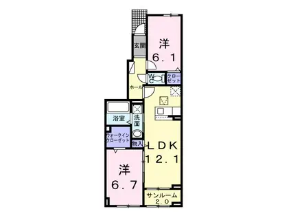 アルバ 涼(2LDK/1階)の間取り写真