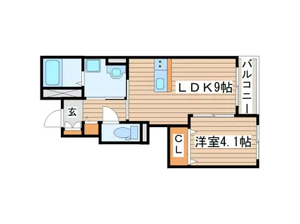 サニーコート上ノ台I(1LDK/1階)の間取り写真