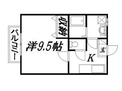 カズIII(1K/2階)の間取り写真