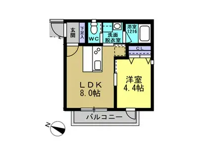 LACRASSO横濱山手駅前(1LDK/1階)の間取り写真