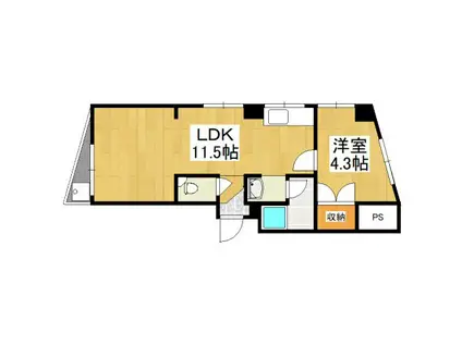 富士第二ハイツ(1LDK/3階)の間取り写真