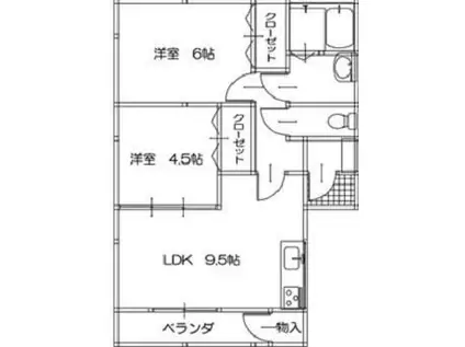 シャングリラ(2LDK/2階)の間取り写真