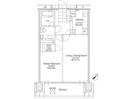 松竹スクエアレジデンス(1LDK/20階)の間取り写真