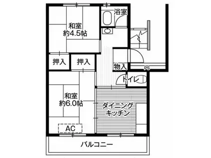 ビレッジハウス台宿2号棟(2DK/1階)の間取り写真