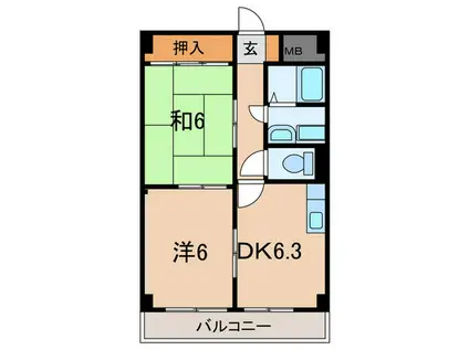 シャルマン西代(2DK/3階)の間取り写真