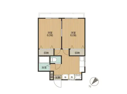 コーポ橋本(2K/2階)の間取り写真