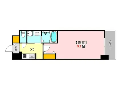 S-RESIDENCE広島駅CLARITY(1K/9階)の間取り写真