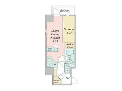 ブランシエスタ金山北(1LDK/11階)の間取り写真