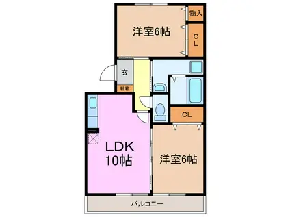 メゾンあざぶB(2LDK/2階)の間取り写真